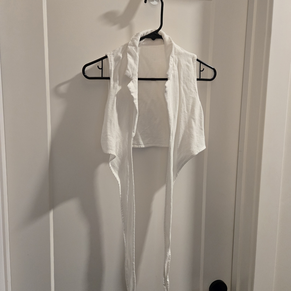 Cider Cream Sleeveless Tie-Front Top